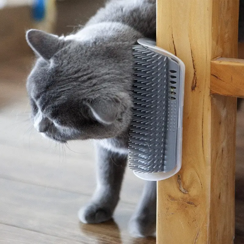 2 Pack Soft Wall Corner Cat Self Groomer, 6.1 Inch Extended Design, Cat Face Scratcher & Massage Grooming Brush for Indoor Cats, Grooming Tools