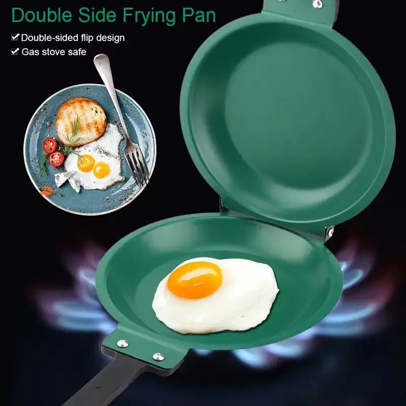 Double Side Flip Frying Pan Ceramic Non Stick Pancake Maker Griddle Skillet Flat Grill Pan Crepe Pan Breakfast Cookware Even Heating Oil Free Gas Stove Safe For Omelette Sandwich Toast Indoor Home Kitchen Cooking