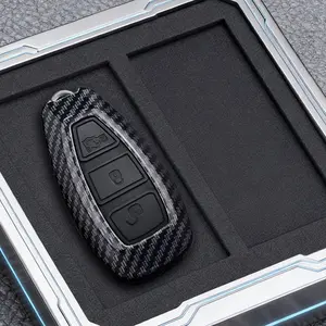 Abs Carbon Fiber Style Car Key Cover, Flip Key Box Shell Case with Clip, Compatible with Ford Ranger, C-Max, S-Max, Focus, Galaxy, Mondeo, Transit, Tourneo
