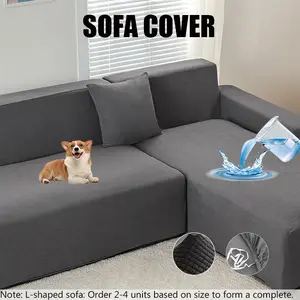 Waterproof Stretch Corn Grain Sofa Cover, Pet Hair Resistant Anti-Scratch Jacquard Slipcover for L-Shaped Couch