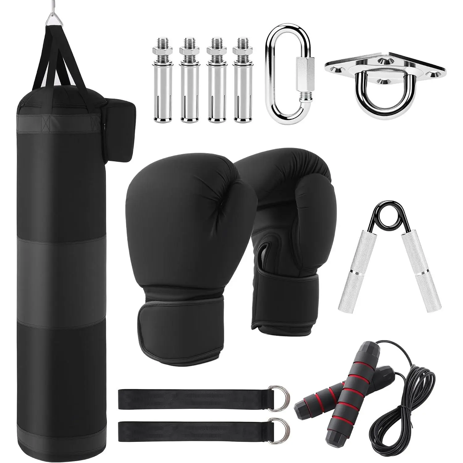 MABOZOO Punching Bag for Adult, Unfilled Boxing Bag/Glove/Rope/Grip Trainer| 4ft Heavy Punch Bag for Adults, Unfilled, Head Hook Design, for MMA/Kickboxing/Karate, for Home Gym