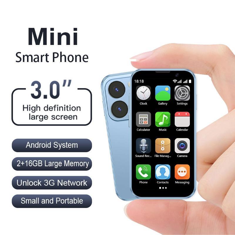 Mini Smartphone, 3.0-Inch Dual-SIM Android 8.1 3G Phone with 2GB RAM 16GB Storage, GPS, Bluetooth-Compatible and WiFi, Portable Micro Tiny Mobile Phone