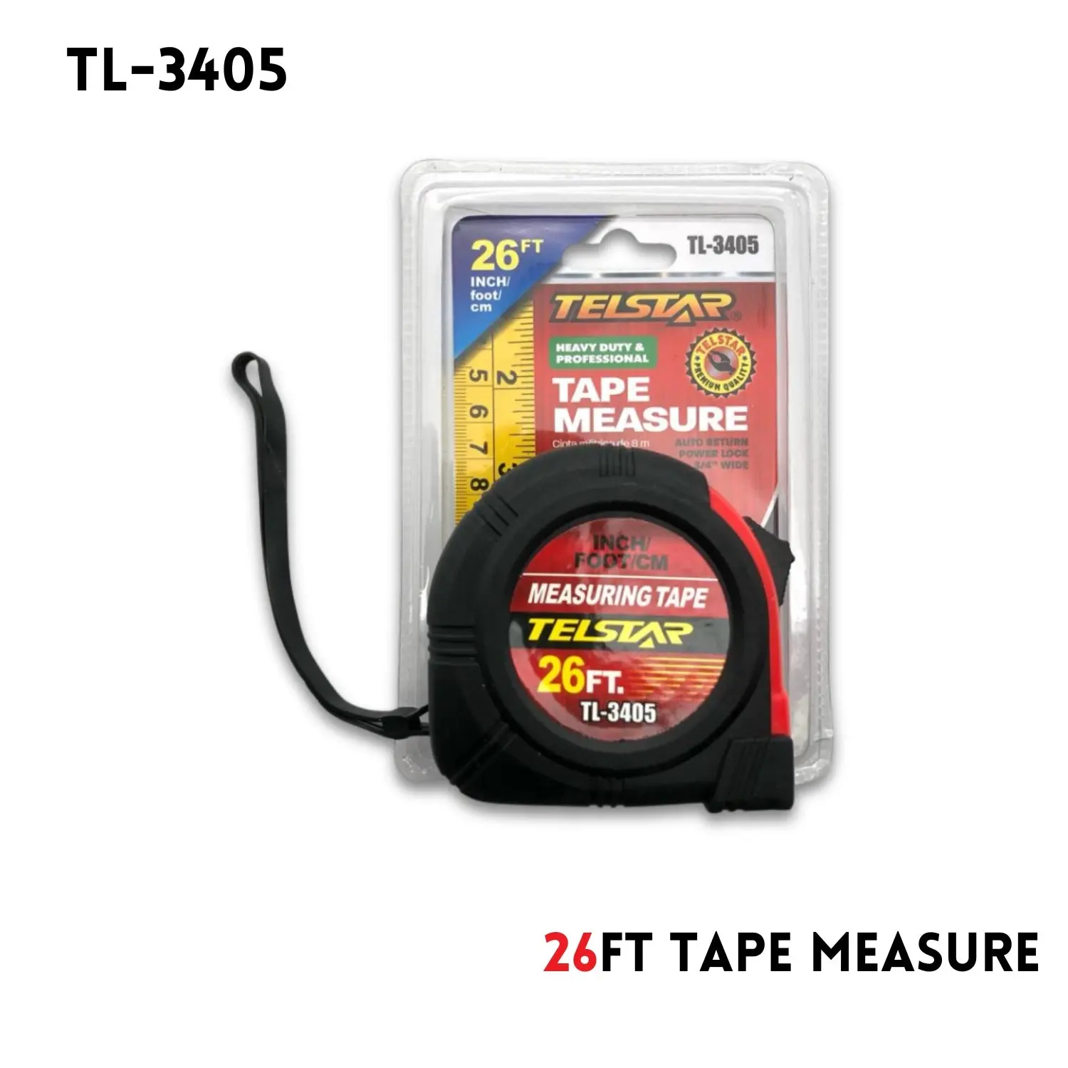 Heavy-Duty Auto-Locking Measurement Tape, 26ft (8m) ABS Plastic Hand Measuring Tool with Convenient Carry for Construction, Home Improvement