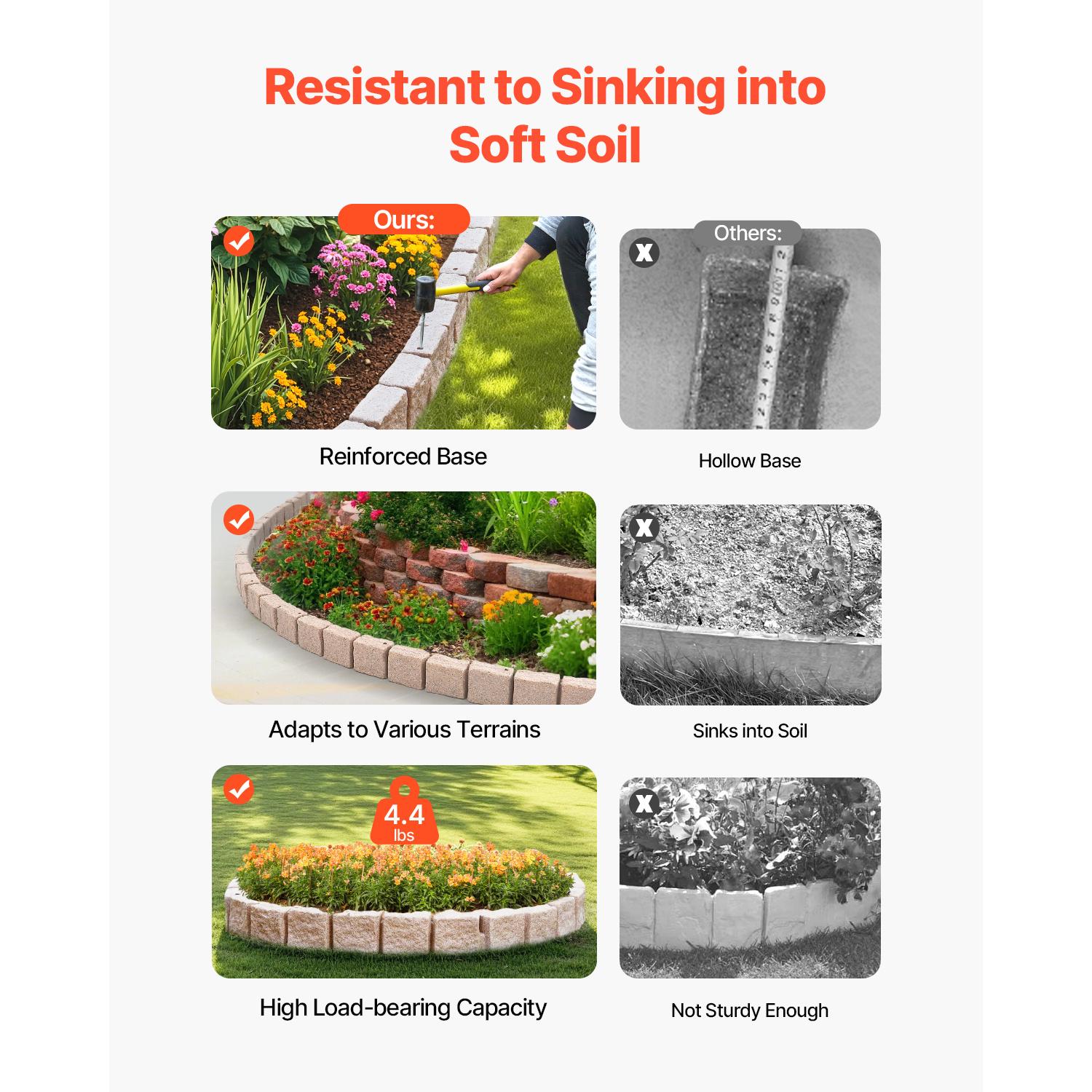 VEVOR Imitation Stone Landscape Lawn Edging Border Fade-Free No Digging Required Small/Medium/Large Beige/Sandstone Grey/Brown Heavy Duty Ballistic Nylon Tool Bag Luminous Resin Christmas Music Box Ornament Carpenter Belt with Suspenders removable zipper