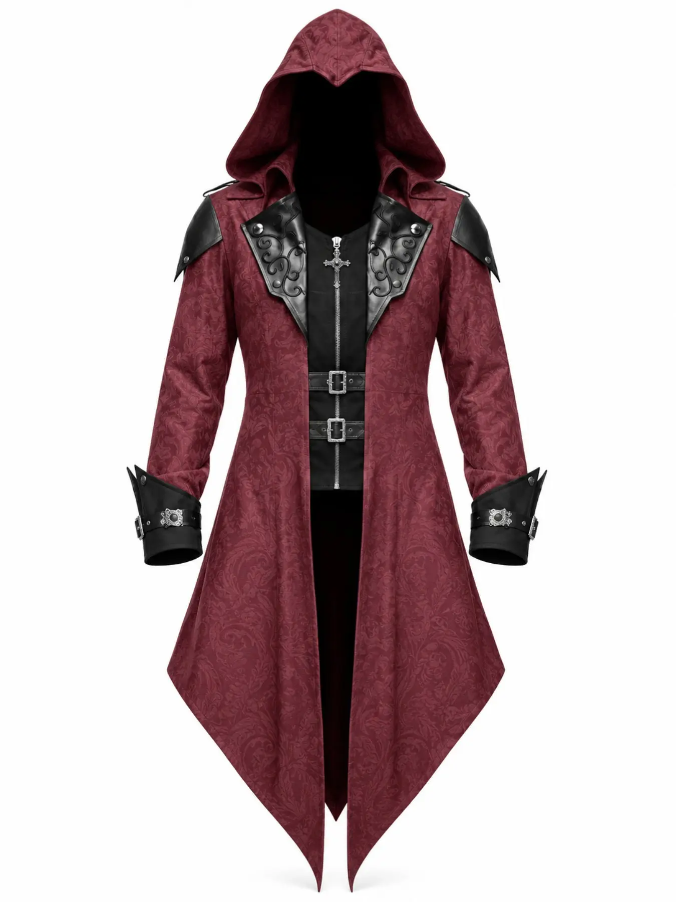New Halloween Men's Medieval Coat, Vintage Patchwork Jacket, Gothic Dark Fashion, European and American Style Outerwear