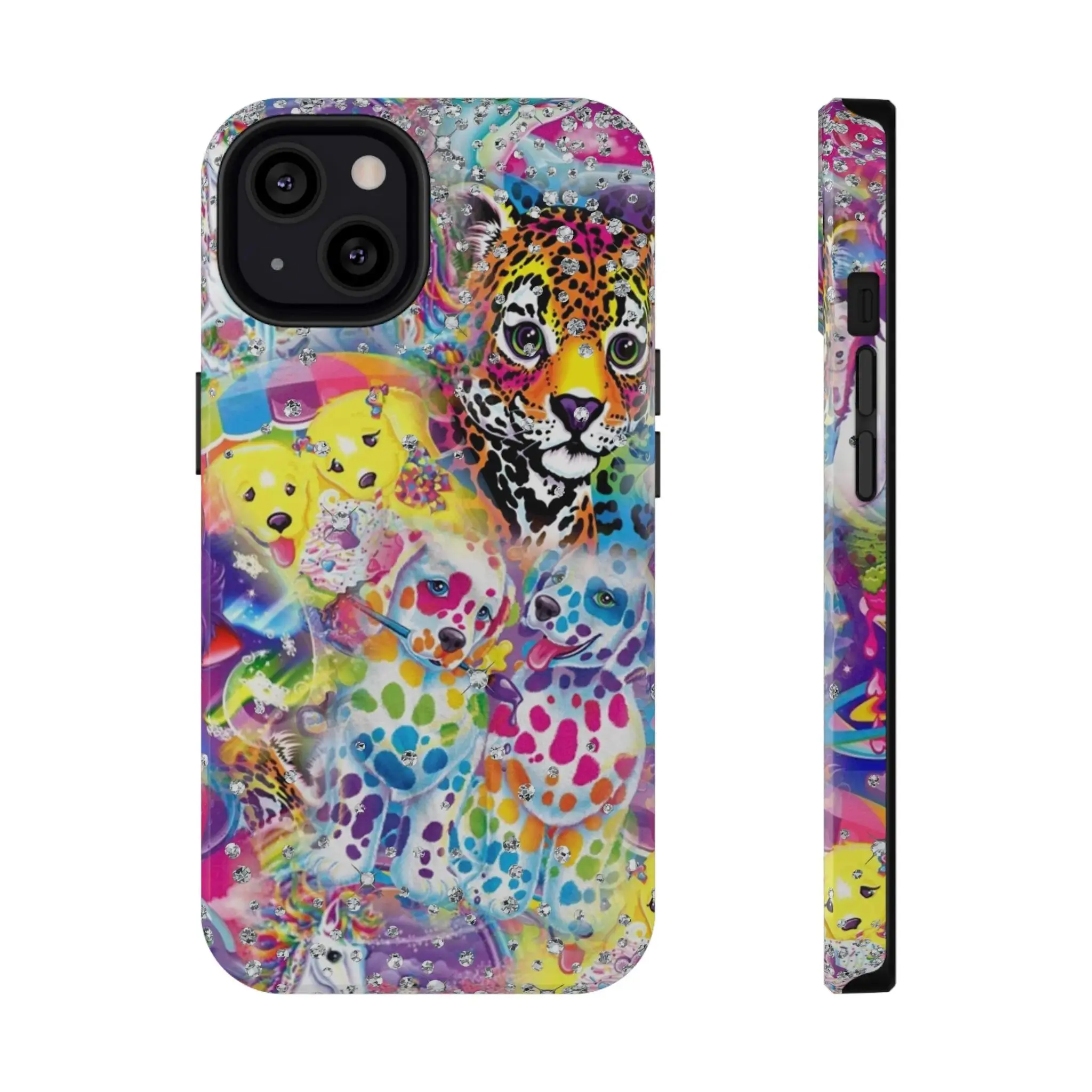 Vintage L-Lisa Frank Rainbow Cartoon Impact Resistant Shockproof Phone Case, Military-Grade Drop Protection Protective Cover Compatible with Full iPhone 17 Air 16 15 14 13 12 11 Pro Max Series & Samsung Galaxy All Models, Nostalgic Y2K Cute Gift for Girls
