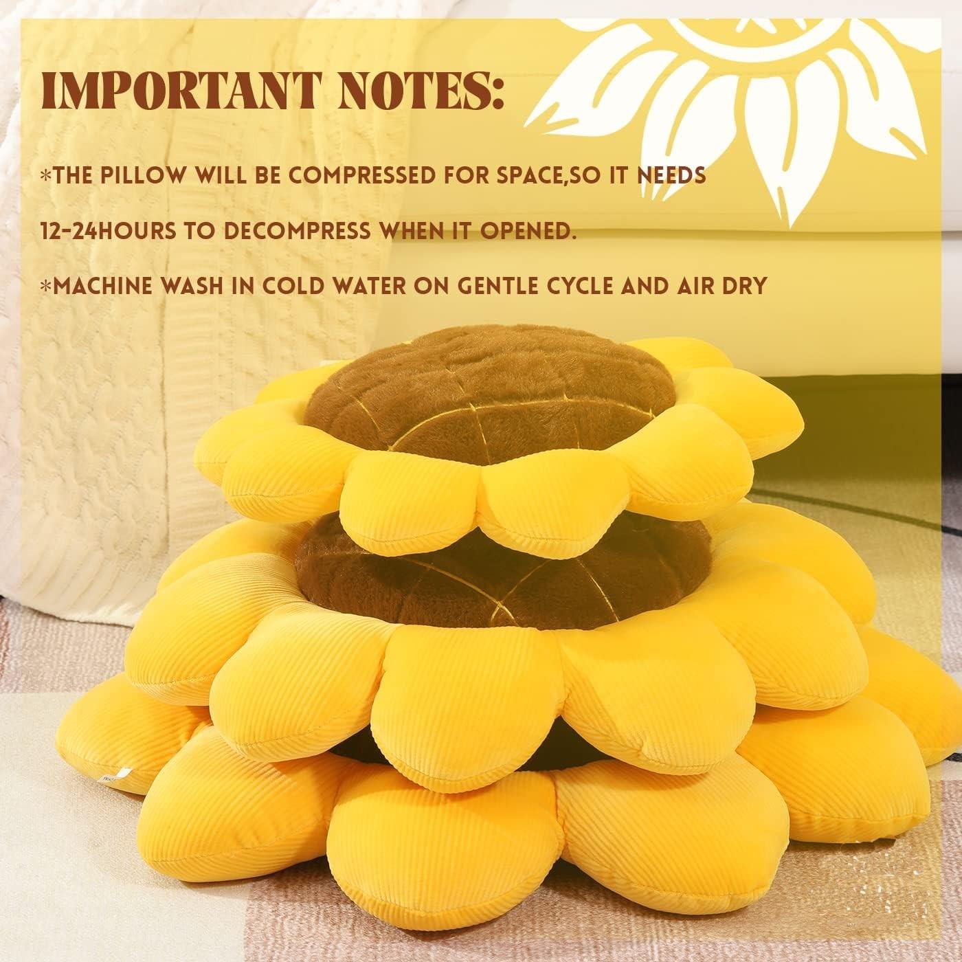 Sunflower Design Plush Pillow, Soft Stuffed Toy, Cute Plush for Kids and Adults, Comfortable Soft Plush for Home Decor, Home Items, Sunflower Motif, Anime And Manga Appeal, Terylene Material