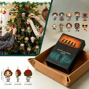 2026 Horror Themed Advent Calendar, 24Pcs Mini Stylized Figure Ornament Blind Box, 24 Days Xmas Countdown Decor, Stocking Stuffers Collectible Gift for Movie Enthusiasts & Teen Collectors
