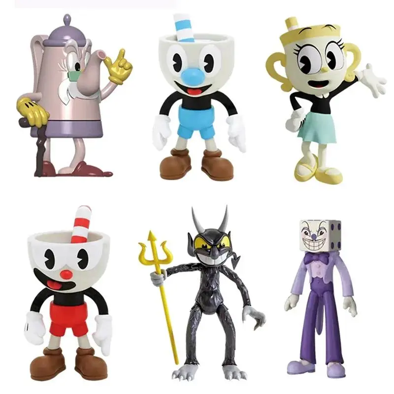2026 hot item9-10cm 6pcs/Lot Cuphead Mugman The Chalice PVC Action Figure Model Toys Cute Cartoon Doll Gifts For Kid Children Christmas Popular toys
