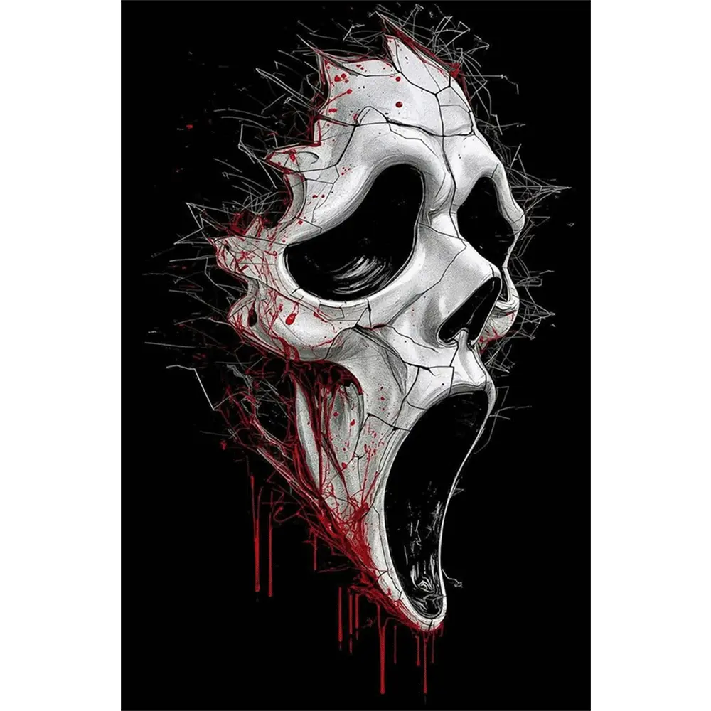 5D Diamond Painting Kit Horror Skull Design with Tools Included Unframed DIY Craft for Home Decor Wall Art Halloween Decoration Gift for Adults and Teens Creative Handmade Project