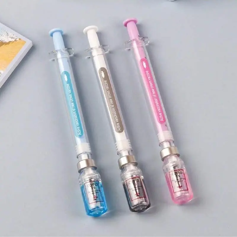 Creative Syringe-Shaped Gel Pen Set, 3-Pack Portable 0.5mm Multifunctional Writing Pens, Modern Funny Office Supplies, Student & Office Use