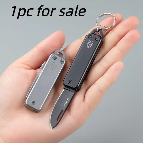 Mini Folding Knife Keychain, Stainless Steel EDC Pocket Knife with Compact Sharp Blade, Portable Camping and Outdoor Tool, Versatile Tool, Folding Pocket Knife Keychain Tool, Unisex Gift, Portable Multipurpose Knives, Portable Folded Knives
