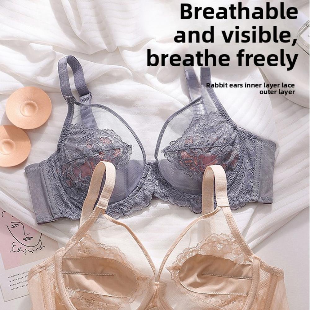 Thin, Breathable Set: Full-Cup Push-Up Bra with Side Support and Anti-Sagging Features, Plus Size (2PCS)