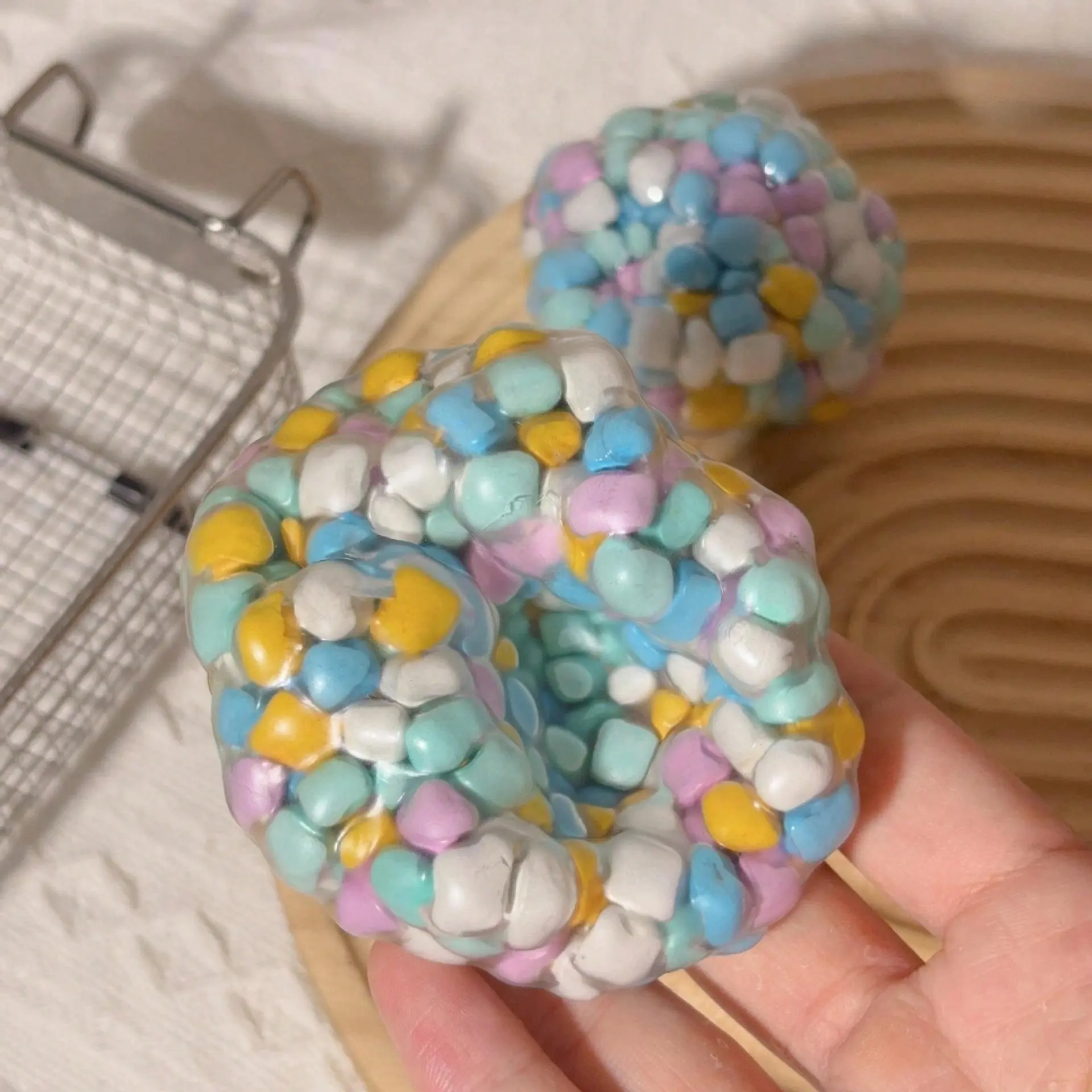 Dopamine Stress Relief Ball, Sesame Rice Ball Anxiety Relief Toy, Handmade Squeeze Bubble Ball, Slow Rebound Sensory Experience, Birthday Gift, Decompression Squeeze Balls