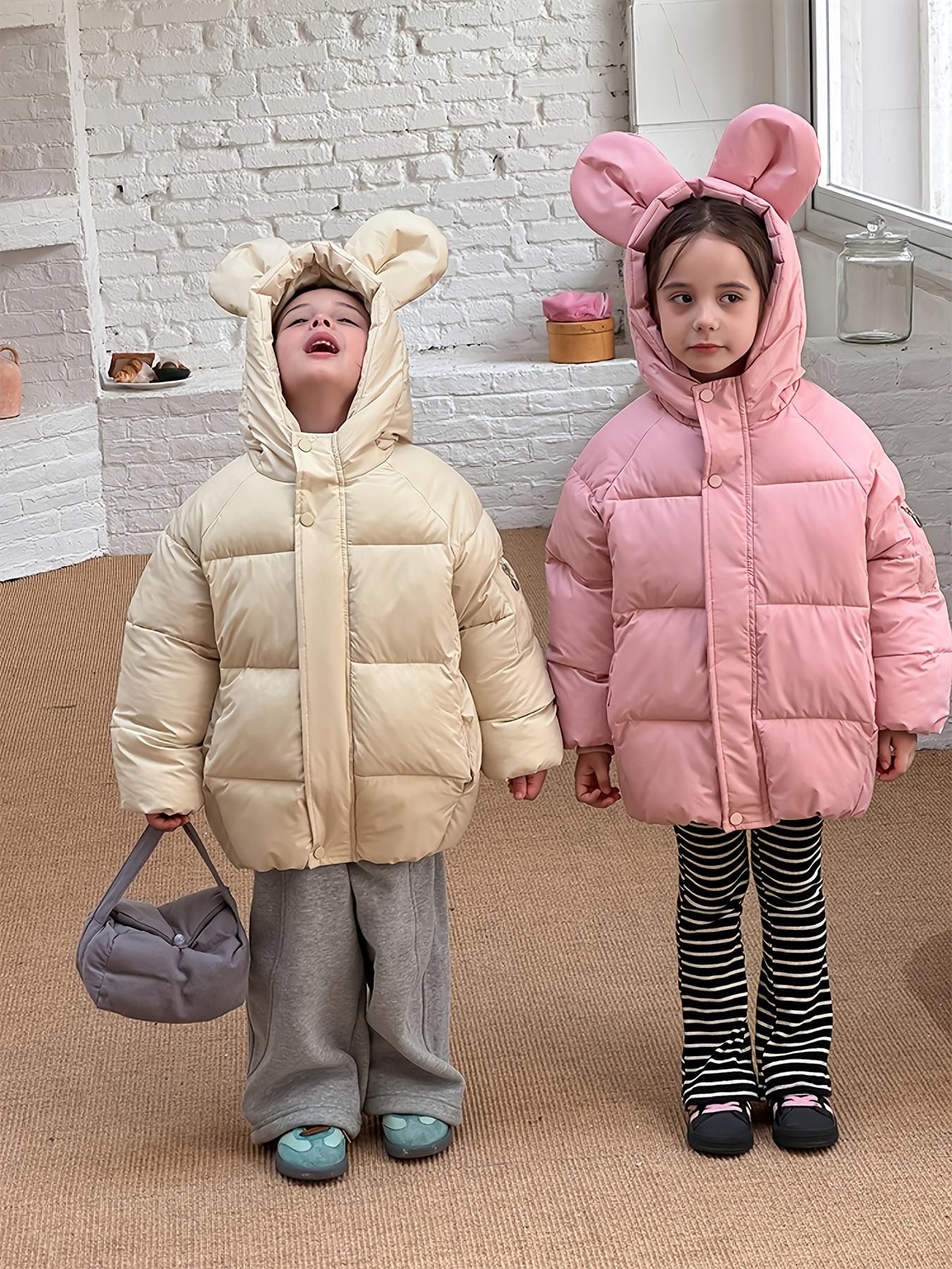 Girls' Winter Coat - Thickened Cold Weather Jacket with Hood, Easy Button Front Closure, Warm Outerwear for & Little Girls, Cute Everyday & Special Occasion Outfit (Birthday/Party) - Cozy Winter Clothing, Winter Jacket, Kids Party Wear, Playful Kids Fashi