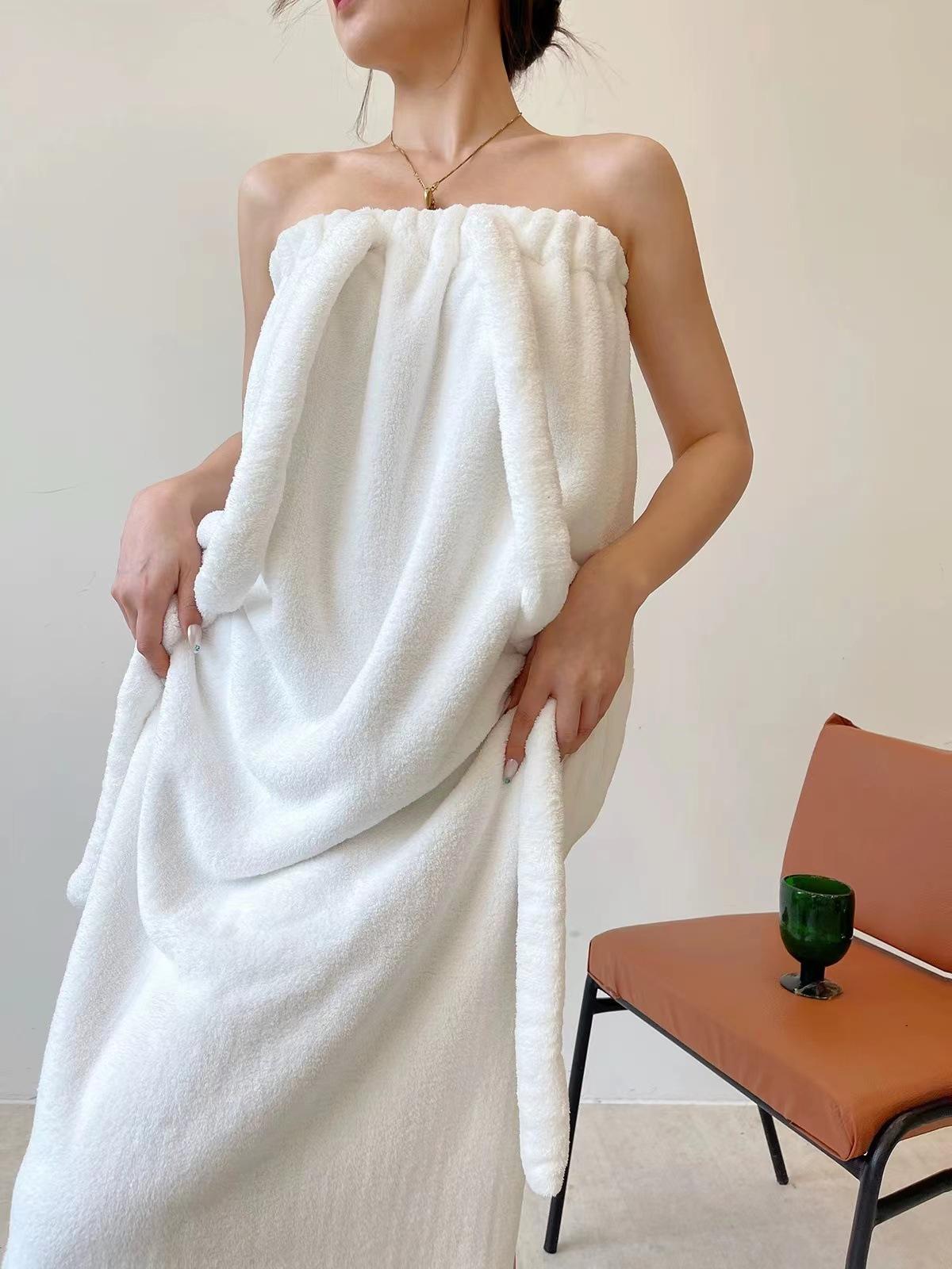 Women's Wearable Bath Towel Dress, Soft Absorbent Strapless Bath Robe, Summer Spa Shower Wrap for Home