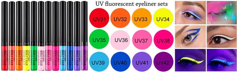 12 Colors Matte Liquid Eyeliner Set Colorful UV Neon Eyeliner Pencil Pigmented Waterproof Smudgeproof Long Lasting Eye Liner Xmas Christmas Festival Makeup Gift Kit for Women