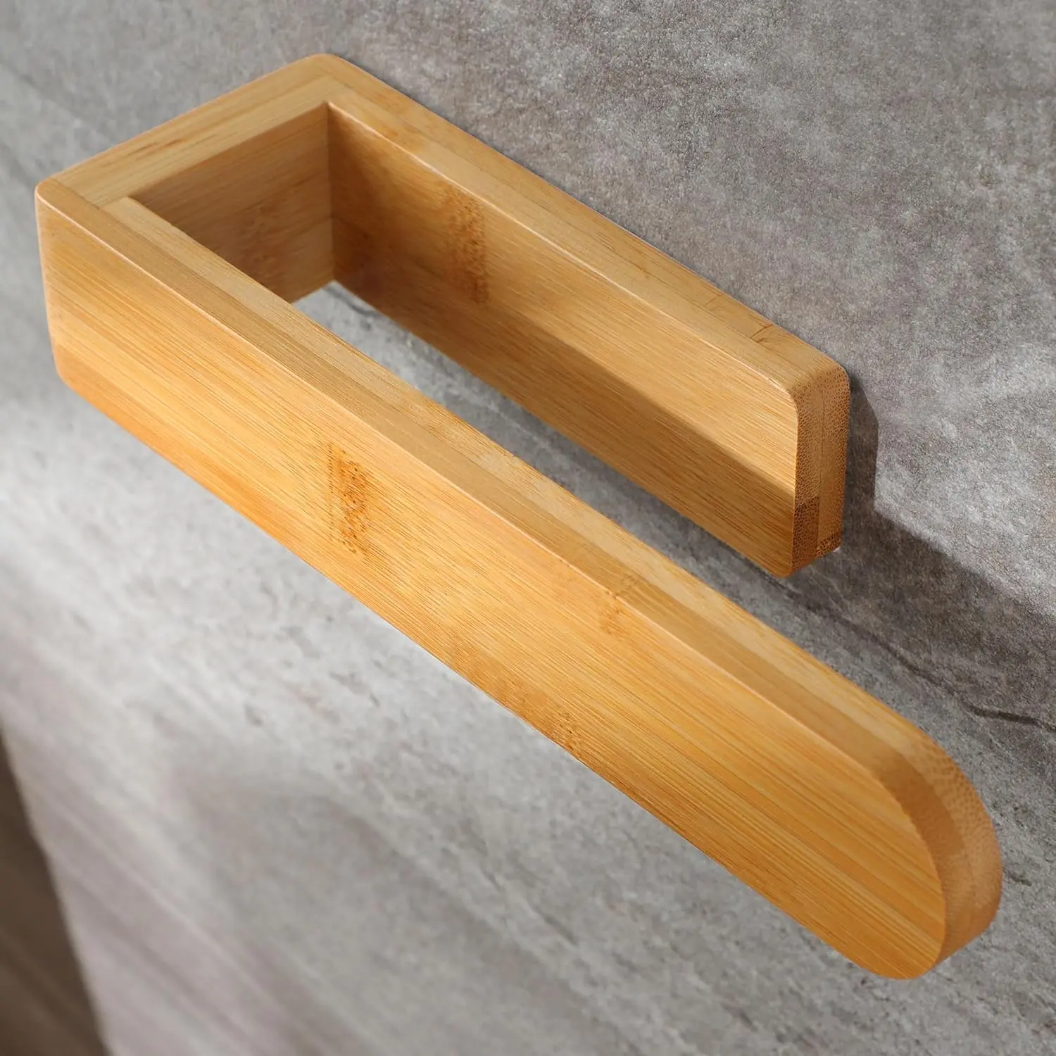 Towel Holder - Self Adhesive  Towel Rack, Decorative  Wooden Towel Rail for Bathroom, 8 Inch Wall Mounted Towel Bar for Kitchen
