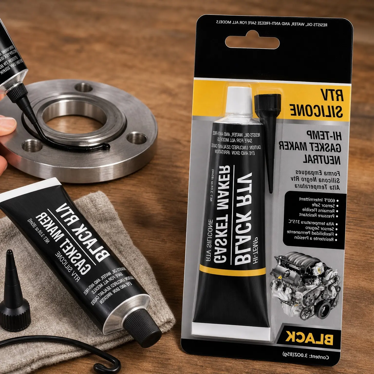 Black RTV Silicone Sealant, High Temp Silicone Gasket Maker, 3 ozGift