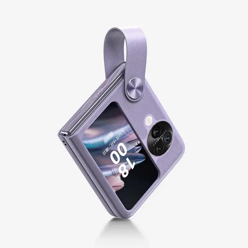 Leather Holder Wrist Strap Phone Case for OPPO Find N3 Flip  Find N2 Flip N3flip Findn3flip N2flip Findn2flip Shockproof Cover
