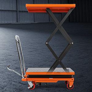 GARVEE Hydraulic Lift Table Cart 330lbs Capacity, 49.6" Lifting Height, Double Scissor, 4 Wheels, Non-Slip Pad, Material Handling
