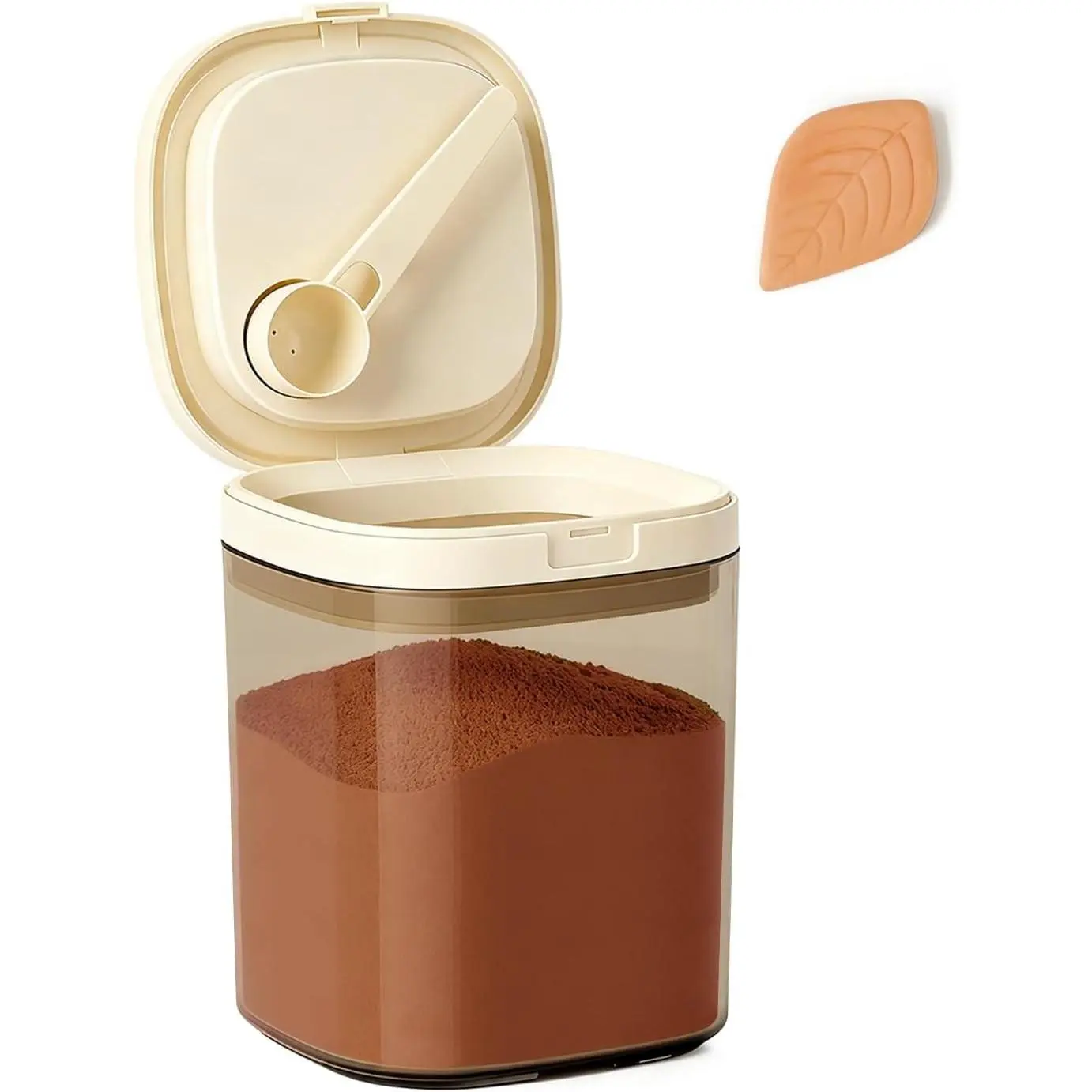 Airtight Brown Sugar Container with Clay Disc - 1.2 Qt (1200 ml) Glass Jar, Moisture Proof Storage Keeps Sugar Soft - Includes 1 Clay Disc & Spoon for Flour, Coffee, Dry Food, Sugar