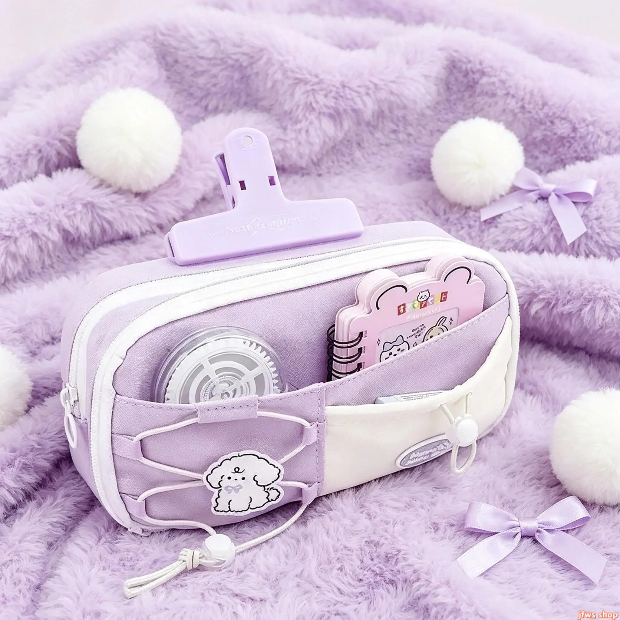 Unisex Multi-Layer Pencil Pouch with Clear Window & Clip Detail, High-Capacity Purple Blue Zippered Stationery Storage Case for School Kids tiktokshopbacktoschool