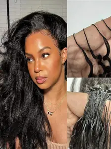 Kinky Straight Crochet Human Hair Extensions Pre Looped Pre-Separated Knotless Invisible Feather Reusable