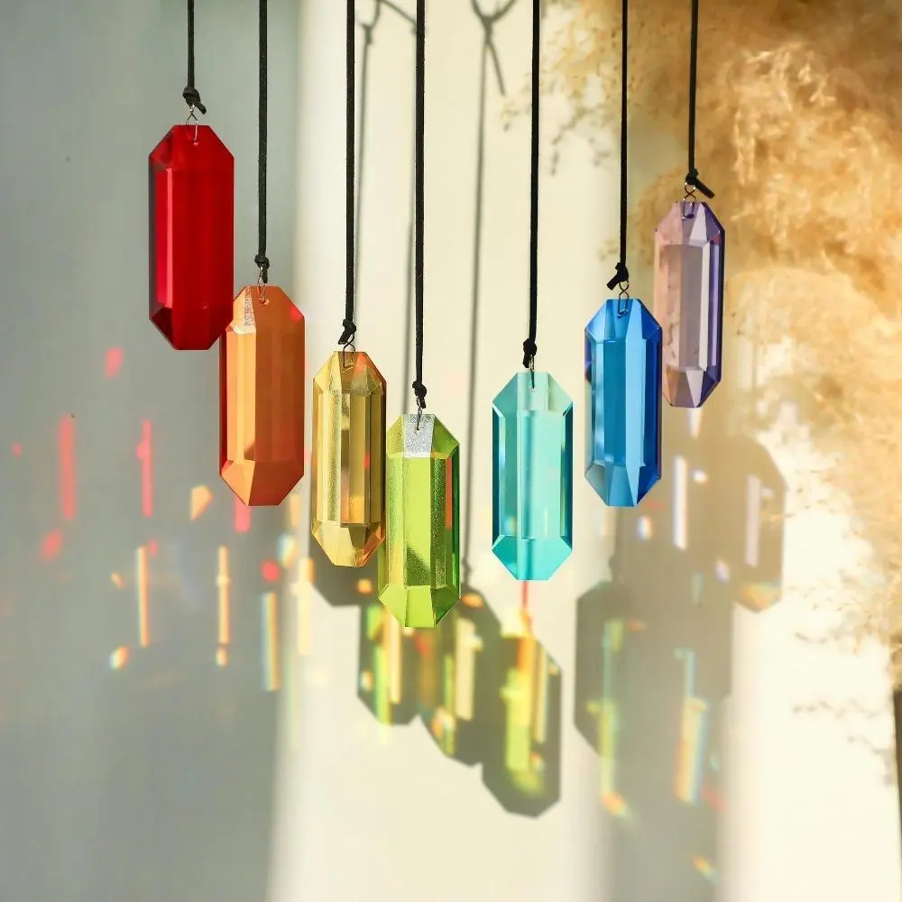 7PCS 76mm Double Arrow Hexagonal K9 Crystal Prism Suncatcher Iridescent AB Coating Rainbow Maker High Clarity Light Refraction Hanging Ornament Versatile Decor For Party Wedding Home Window DIY Gift