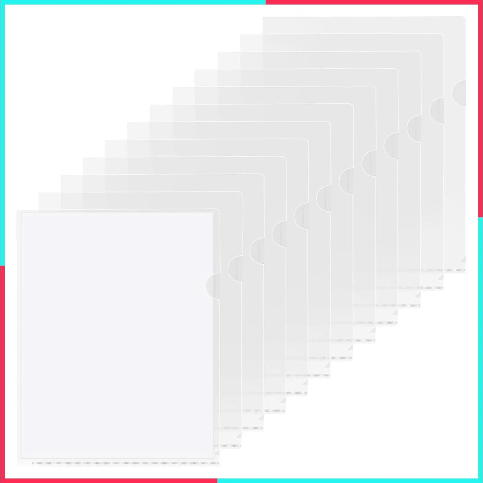 Clear Document Sleeves Project Pockets for 8.5x11 Paper, 12 Pack | Heavy Duty Letter Size L-Shaped Opening for Top & Side Loading, Thumb Notch, Acid-Free Polypropylene