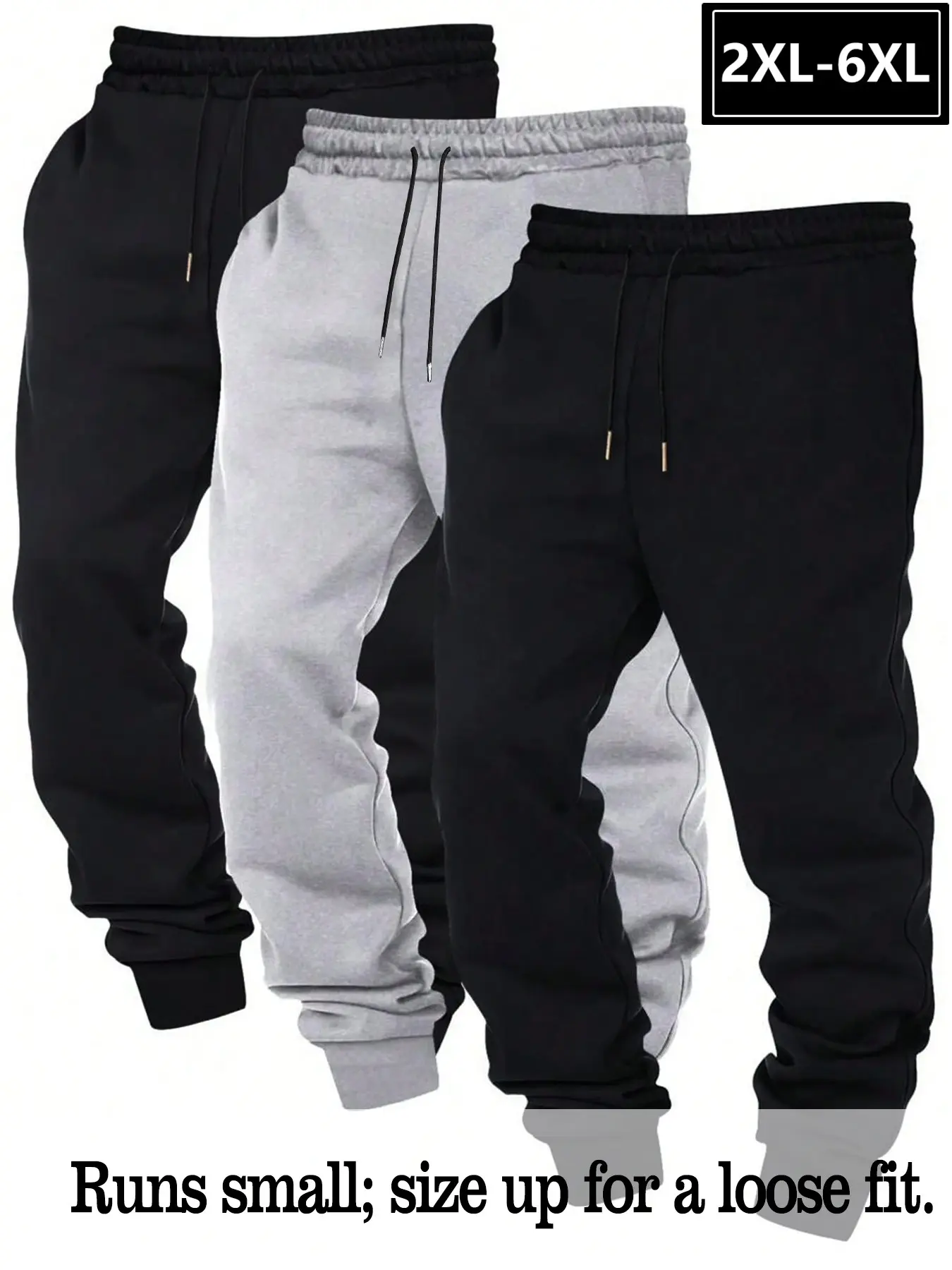 Men's Plus Size Streetwear Joggers 2xl-6xl, Loose Fit Soft Sport Pants, Slimming Comfortable Casual Trousers, Versatile Home & Street Wear, Sporty Trousers