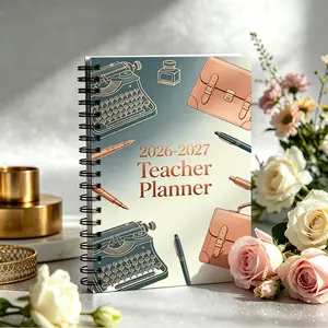 Teacher Spiral Planner Notebook, 8.3x5.5 Inches, Vintage Style, 2026-2027, Weekly Monthly Planning, School Supplies, Teacher Essentials