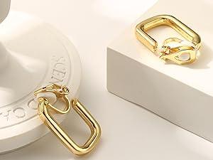 THUNARAZ 9 Pairs Retro 14K Gold Plated Ear Clips for Women Chunky Hoop Earrings Trendy Clip on Earrings Non-Pierced Elegant Clip on Earrings Jewelry Set for Christmas Gift