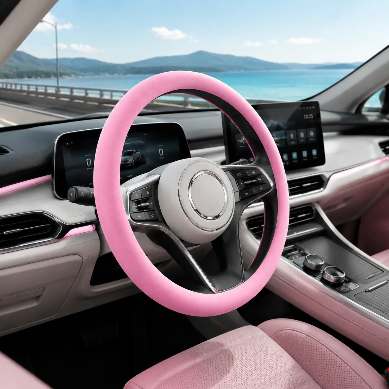 Silicone Steering Wheel Cover, Universal Fit Anti-Slip Car Steering Wheel Protector, Soft Comfortable Grip Auto Wheel Cover for Cars, SUVs, Trucks, Vans, Women Drivers, New Drivers, Daily Commute and Road Trips, 1PC