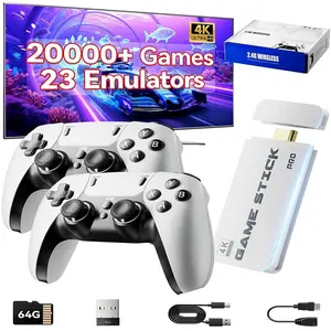 M15 Retro Game Console 4K HD TV Game Console Built in 40000+Classic Games Including Mario/King of Fighters/Contra 23 Simulators Supports PSP/PS1/N64/MAME/FC/GBA/SFC/MD Dual 2.4G Wireless Controller Zero Delay 64GB Large Capacity TF Card Massive Storage