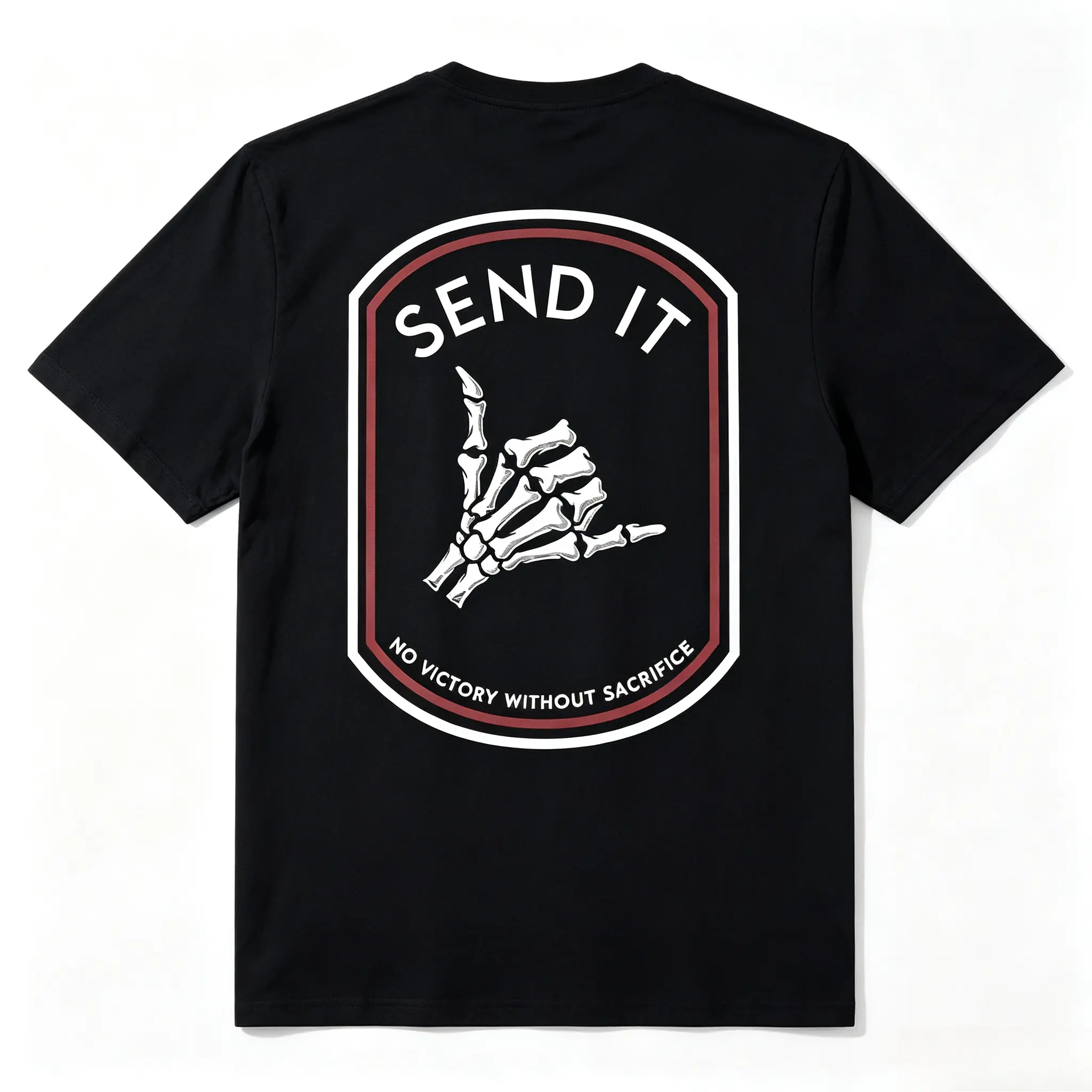 Send It Skeleton Hand Back Print Graphic Oversized Comfort Cotton T‑Shirt, Fashion Skeleton Outfit, Perfect Holiday Gift for Him Her, Great Present for Family Friends Lover