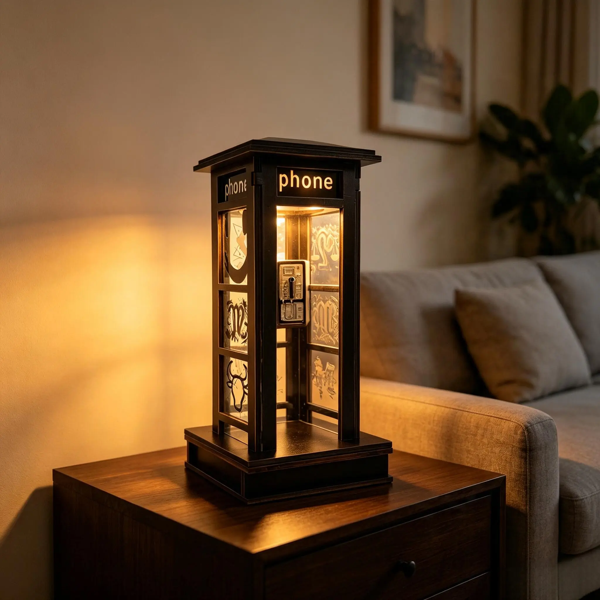 Telephone Booth Desk Lamp - Decorative Night Light for Room Decor, Home & Festive Party Supplies, Party Bag Gift Option