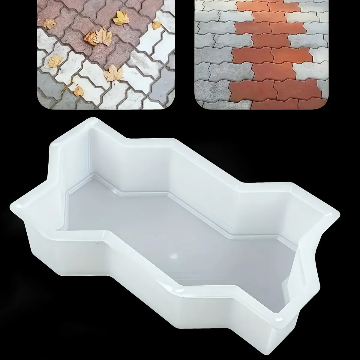 2 Piece DIY Concrete Road Mold, Plastic Garden Paving Brick Mold, Outdoor Sidewalk and Alley, Concrete Mold, Cement Brick Garden Decor