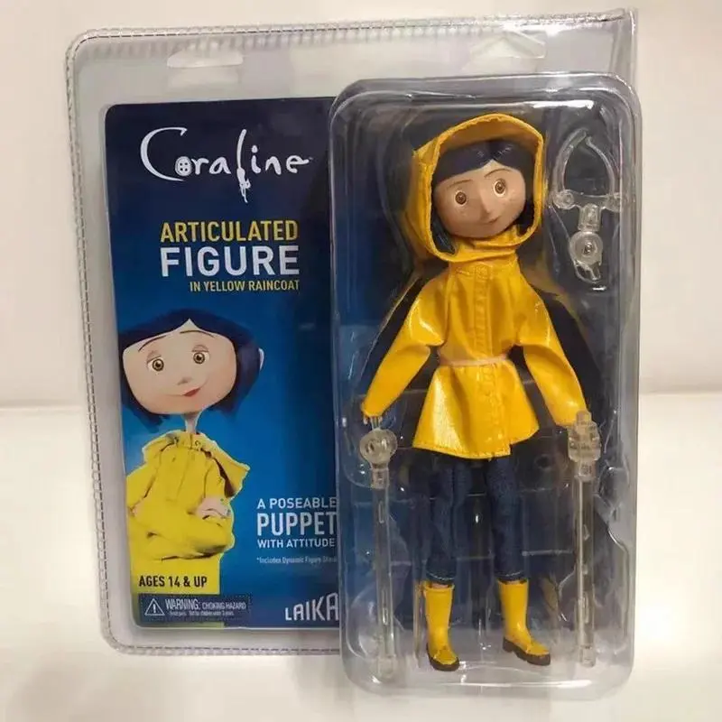 Laika Coraline 7 Inch Articulated Figure Pvc Poseable Collectible Puppet With Star Sweater Yellow Raincoat Striped Shirt Popular toys 2026 Hot selling toys
