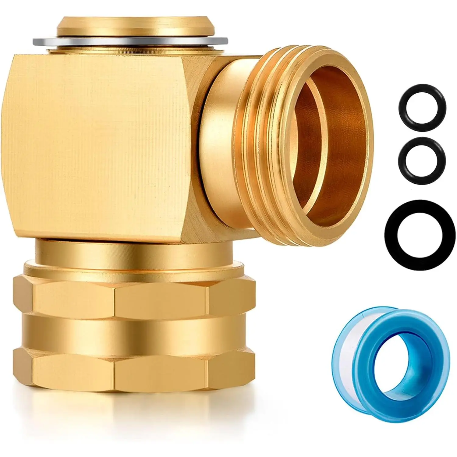 Garden Hose Swivel elbow Connector 90  Solid Brass Pipe Fittings Hose Kink Protector (1 Pack)