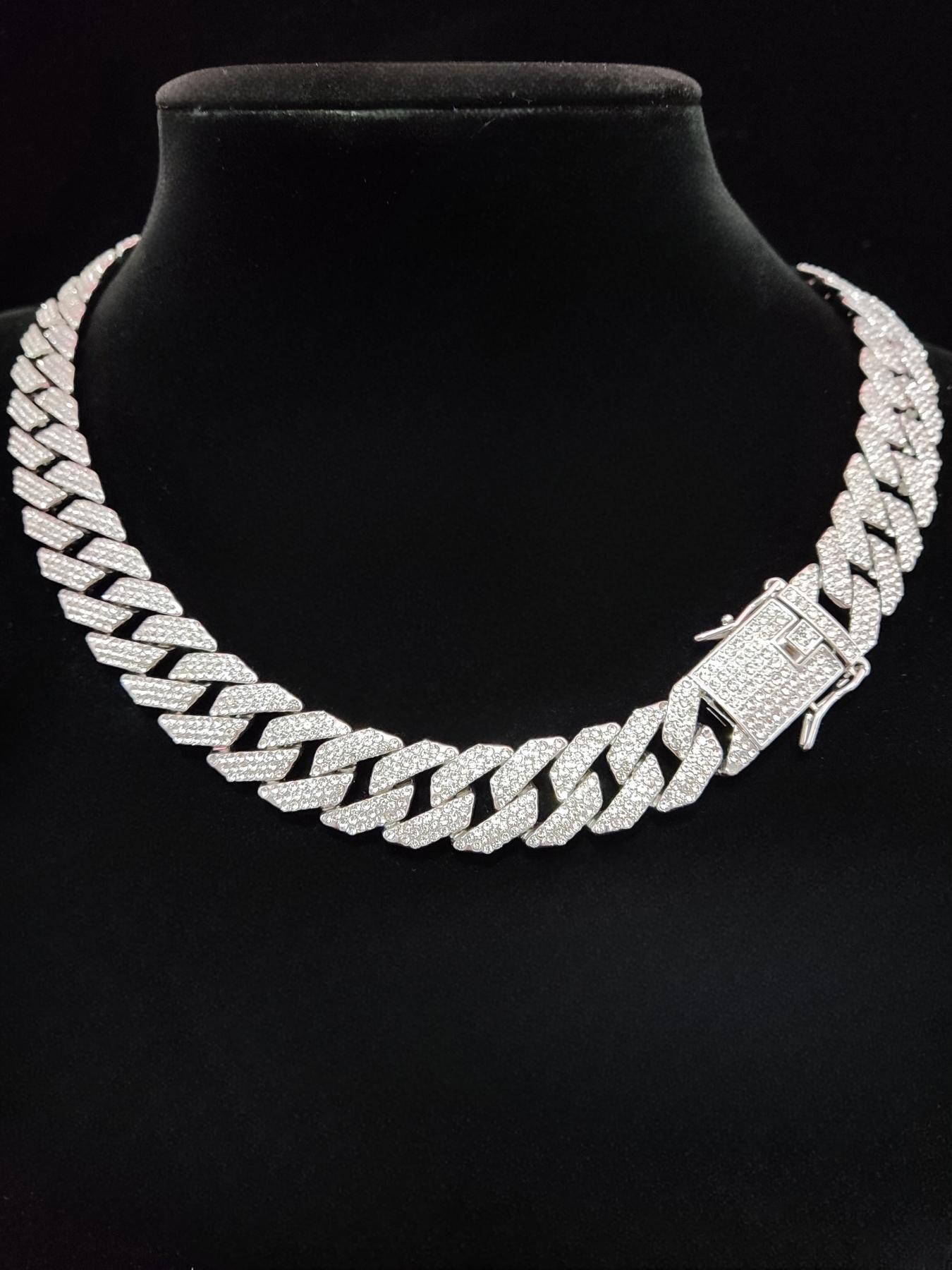 16mm Wide Miami Cuban Chain Necklace, Cuban Link Necklace, Fashionable Punk Style Jewelry for Party, Daily Clothing Decor, Trendy All-match & Exquisite Jewelry for Birthday Gift