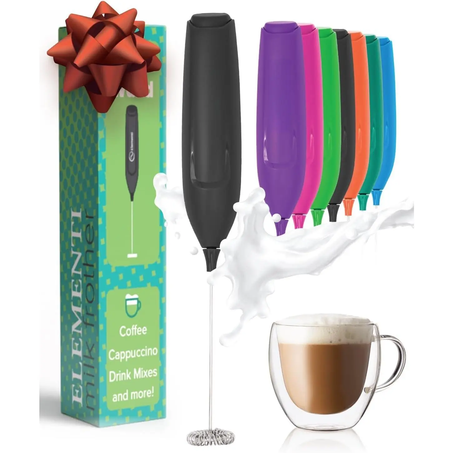 Frother Wand - Lightweight Milk Frother & Drink Mixer Handheld, Matcha Whisk for Dreamy Lattes,  Coffee Mixer Wand & Blender Stirrer - Make Creamy Cappuccinos at  (Black)