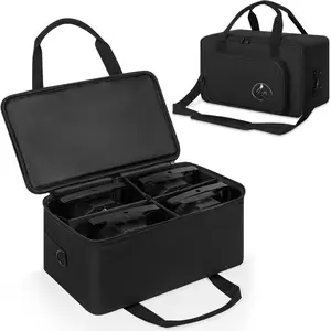 4 Par Spotlight Bag 5/16'' Padded Stage Lighting Storage Bag with Dividers, Handle, Straps, Black