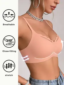 Jelly Gel Seamless Push-Up Bra, Simple Sexy Skin-Friendly Underwear, Daily Commute Comfortable Non-Wire Inner Wear, 1 Piece Set