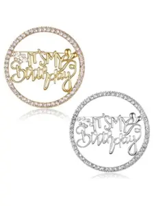 2 Pcs Birthday Pins for Women, 'today Is My Birthday' Pin, Metal Rhinestone Queen Pin, Shiny Luxury Round Clip, Birthday Party Gift
