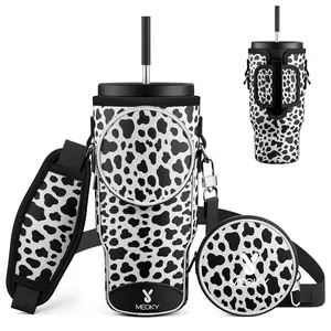 Leopard Pattern Water Bottle Bag, 1 Count Stylish Portable Water Bottle Storage Bag with Adjustable Shoulder Strap, Drinkware Accessories, Tumbler for Outdoor Hiking Travel Picnic, Kitchen Gadgets, Drink Protectors