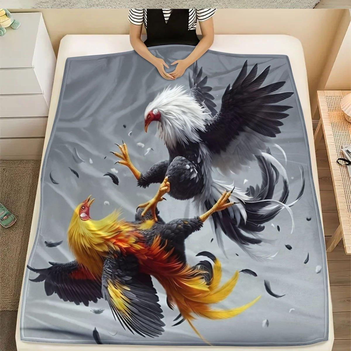 1 Piece Fun Rooster Modern Printed Velvet Blanket, Suitable for Home, Outdoor Camping, Bed, Sofa, Friends and Family Birthday Gift Blanket