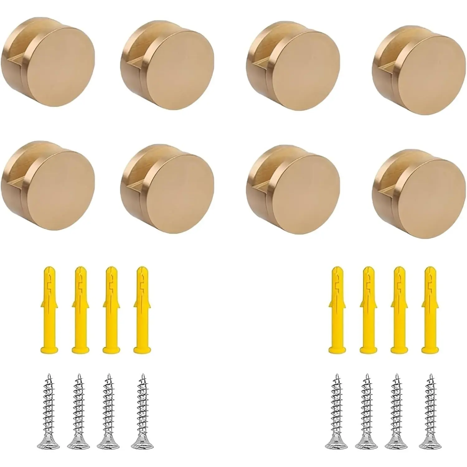 8 Pcs Gold Aluminum Round Mirror Clips, Wall-Mounted Mirror Bracket Glass Clamps Holder, Dresser Mirror Fixed Fitting for 5-11mm Thick Mirrors