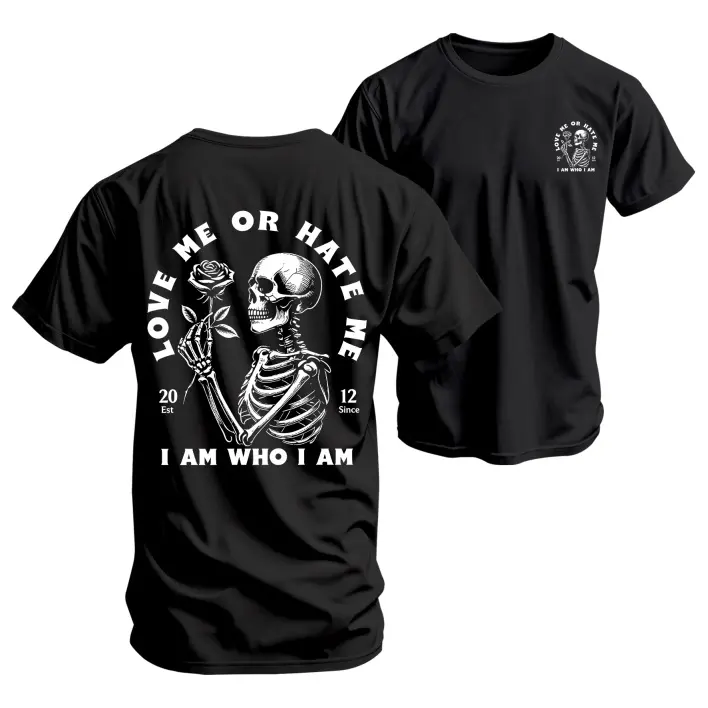 Men's Love Me Or Hate Me I Am Who I Am Printed Pure Cotton Short-Sleeve Shirt — Unisex Casual Wear, Ideal for Spring and Summer; Cool Graphic Tee featuring a Classic Crew Neck Design; Soft Cotton Fabric, Suitable for All Seasons
