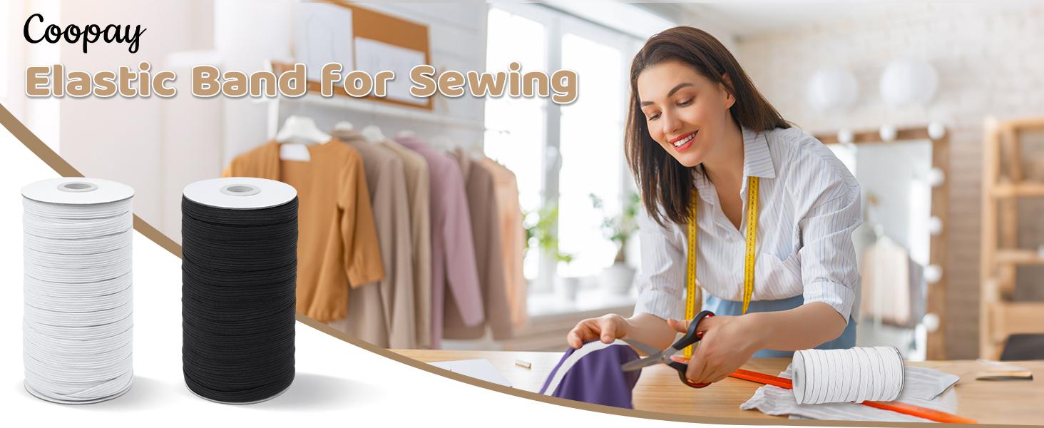 45 Yards Length 1/2" Width Elastic Bands Flat Elastic Cord Rope Stretch Spool Knit for Sewing DIY Projects, Arts & Crafts (White, 1/2 Inch)